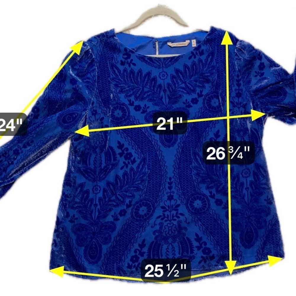 Soft Surroundings Sapphire Blue Velvet Burnout Vanetta Top Artsy Boho XL - Picture 6 of 12